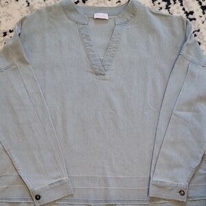 Pink Lily Sky Blue V-Neck Tunic